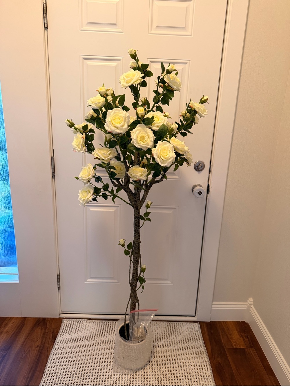 Artificial Rose Tree in Cream - Home Accents